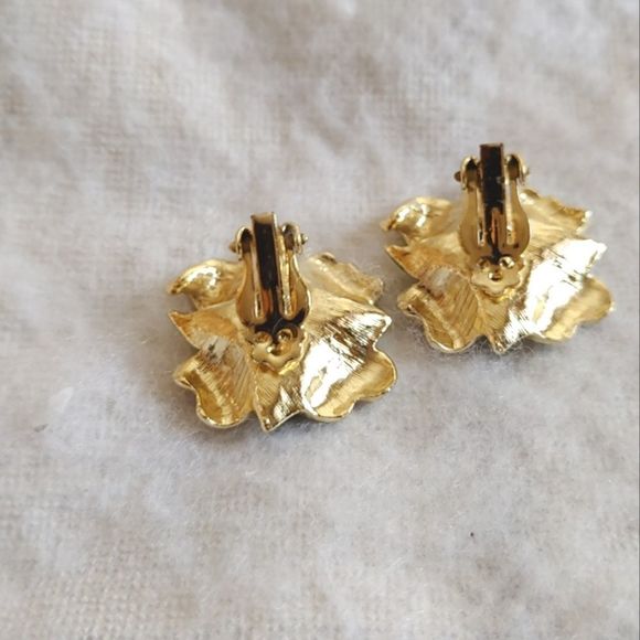 Set Clip on Earings and Brooch Floral Vintage - Picture 9 of 11